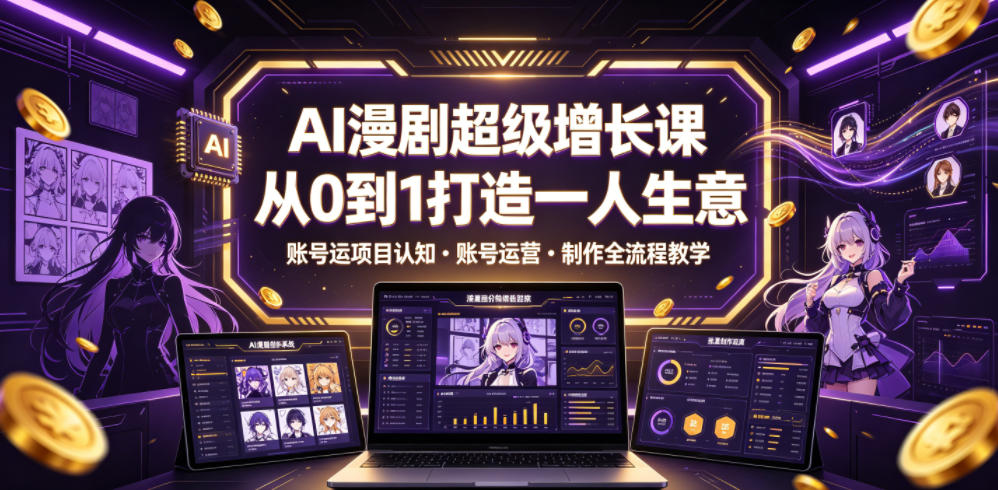 AI漫剧超级增长课,从0到1打造一人生意,项目认知・账号运营・制作全流程教学 1 AI漫剧超级增长课,从0到1打造一人生意,项目认知・账号运营・制作全流程教学
