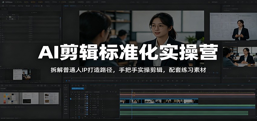 AI剪辑标准化实操营:拆解普通人IP打造路径,手把手实操剪辑,配套练习素材-lanti云网创