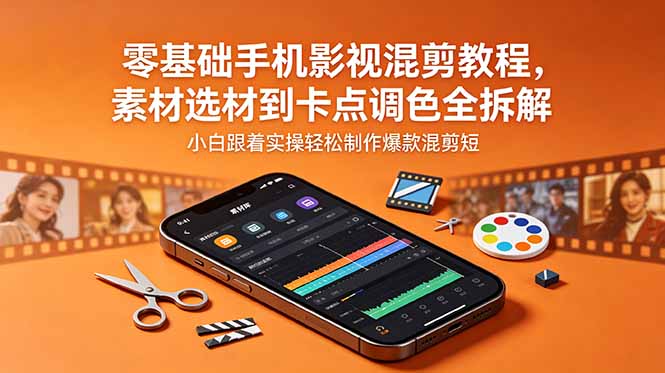 零基础手机影视混剪教程,素材选材到卡点调色全拆解,小白跟着实操轻松制作爆款混剪短片 1 6a860831ea890dbe53fa043ce0073fe4