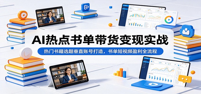 AI热点书单带货变现实战：热门书籍选题垂直账号打造，书单短视频盈利全流程 - LanTi云网创-lanti云网创