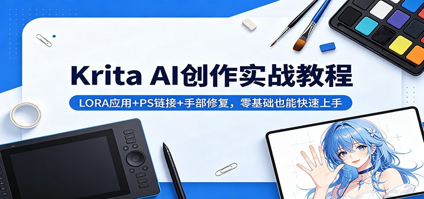 Krita AI创作实战教程：LORA应用+PS链接+手部修复，零基础也能快速上手-lanti云网创
