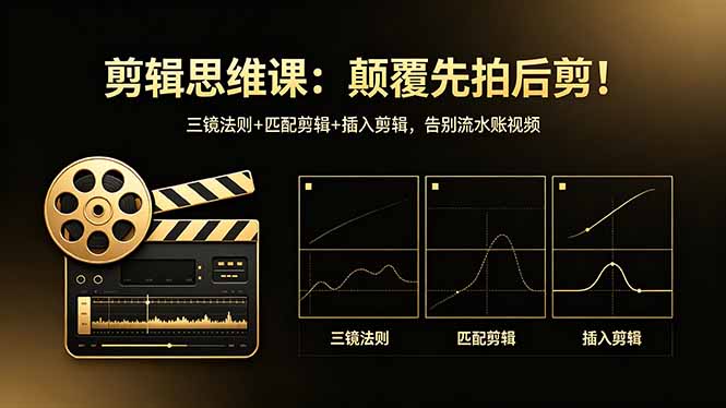 剪辑思维课：颠覆先拍后剪！三镜法则+匹配剪辑+插入剪辑，告别流水账视频-lanti云网创