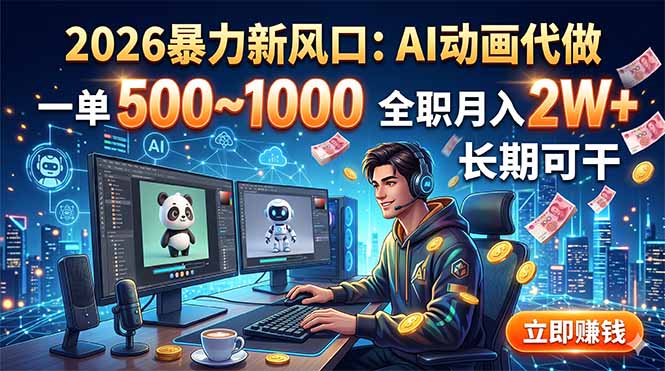 2026暴力新风口:AI动画代做,一单500~1000,全职月入2W+,长期可干 1 70e8076e3a7174822e2f3bcd1addf9cb