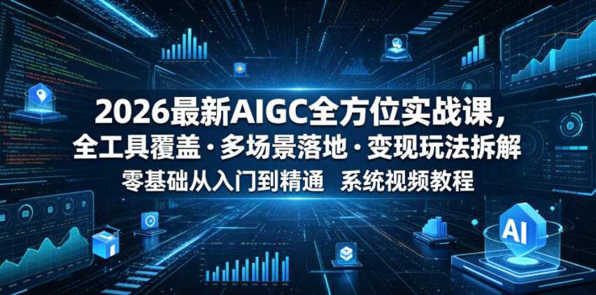 2026最新AIGC全方位实战课,全工具覆盖・多场景落地・变现玩法拆解,零基础从入门到精通系统视频教程-lanti云网创