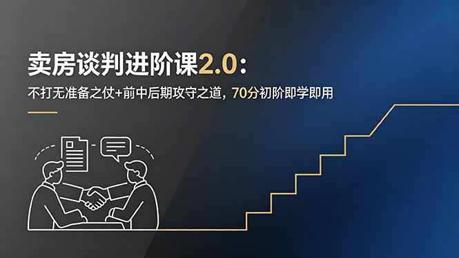 卖房谈判进阶课2.0：不打无准备之仗+前中后期攻守之道，70分初阶即学即用-lanti云网创