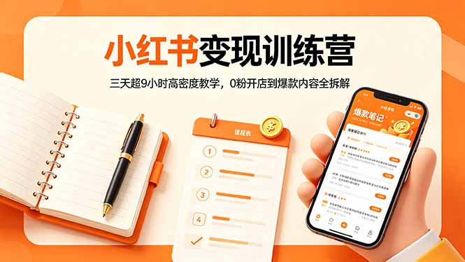 小红书变现训练营：三天超9小时高密度教学，0粉开店到爆款内容全拆解-lanti云网创
