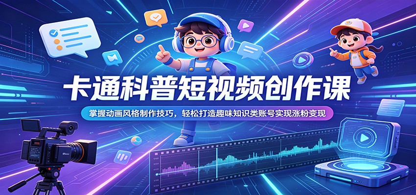 卡通科普短视频创作课：掌握动画风格制作技巧，轻松打造趣味知识类账号实现涨粉变现 - LanTi云网创-lanti云网创