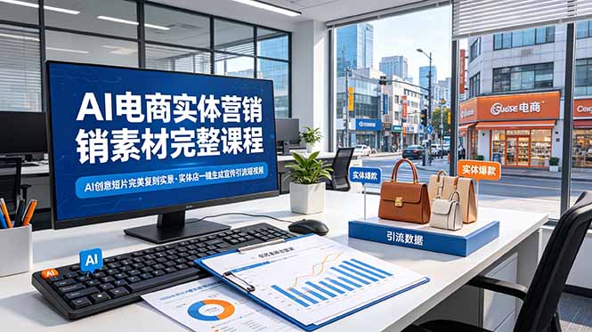 AI电商实体营销素材完整课程,AI创意短片完美复刻实景,实体店一键生成宣传引流短视频-lanti云网创
