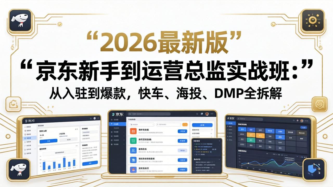 京东新手到运营总监实战班：从入驻到爆款，快车、海投、DMP全拆解，2026最新版-lanti云网创