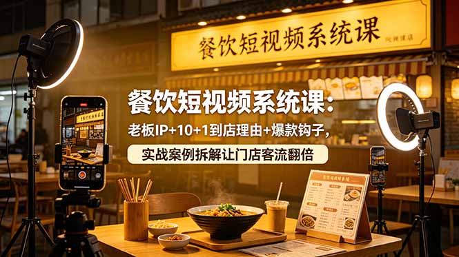 餐饮短视频系统课:老板IP+10+1到店理由+爆款钩子,实战案例拆解让门店客流翻倍-lanti云网创