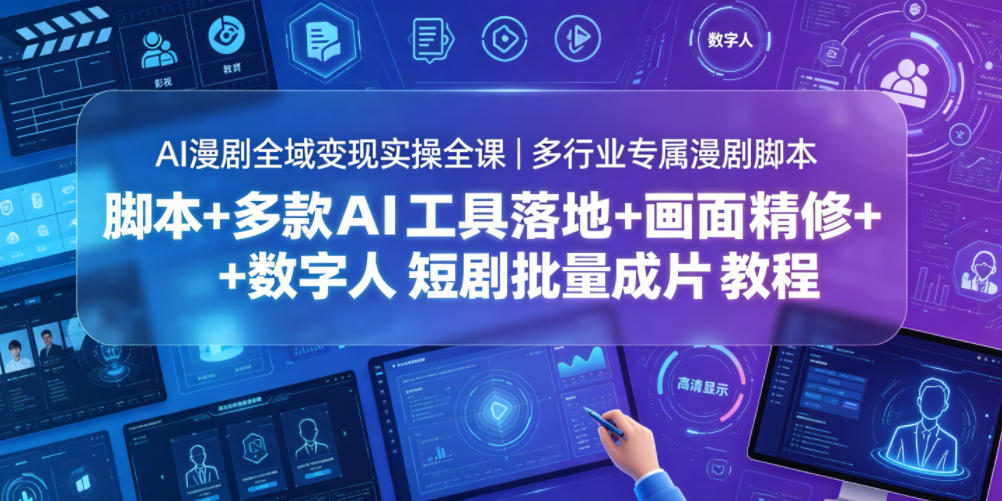 AI漫剧全域变现实操全课|多行业专属漫剧脚本+多款AI工具落地+画面精修+数字人短剧批量成片全教程-lanti云网创