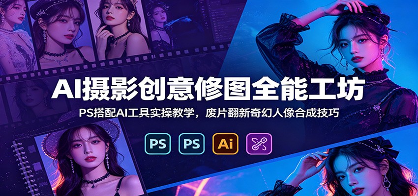 AI摄影创意修图全能工坊：PS搭配AI工具实操教学，废片翻新奇幻人像合成技巧 - LanTi云网创-lanti云网创
