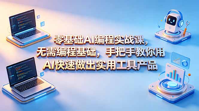 零基础AI编程实战课-更新，无需编程基础，手把手教你用AI快速做出实用工具产品-lanti云网创