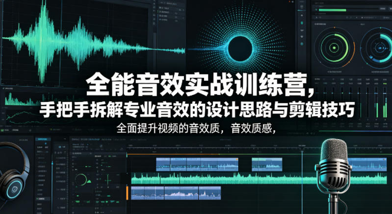 全能音效实战训练营，手把手拆解专业音效的设计思路与剪辑技巧，全面提升视频的音效质感-lanti云网创