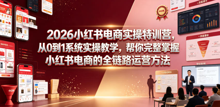 2026小红书电商实操特训营,从0到1系统实操教学,帮你完整掌握小红书电商的全链路运营方法 1 2026小红书电商实操特训营,从0到1系统实操教学,帮你完整掌握小红书电商的全链路运营方法