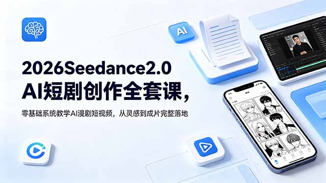 2026Seedance2.0AI短剧创作全套课，零基础系统教学AI漫剧短视频，从灵感到成片完整落地-lanti云网创