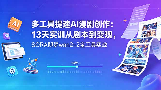 多工具提速AI漫剧创作:13天实训从剧本到变现,SORA即梦wan2-2全工具实战 3 8a7d1e8fdfca8807477b3b81fec19f06