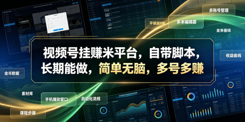 视频号挂賺米平台,自带脚本,长期能做,简单无脑,多号多賺【揭秘】-lanti云网创