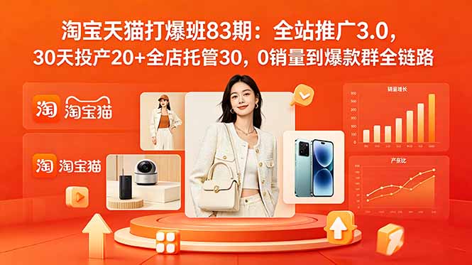 2026淘宝天猫打爆班83期：全站推广3.0，30天投产20+全店托管30，0销量到爆款群全链路-lanti云网创