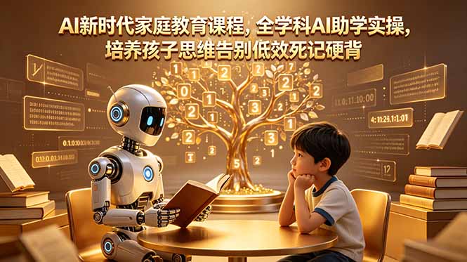 AI新时代家庭教育课程，全学科AI助学实操，培养孩子思维告别低效死记硬背-lanti云网创