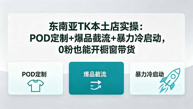 东南亚TK本土店实操：POD定制+爆品截流+暴力冷启动，0粉也能开橱窗带货-lanti云网创