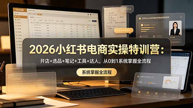2026小红书电商实操特训营:开店+选品+笔记+工具+达人,从0到1系统掌握全流程-lanti云网创