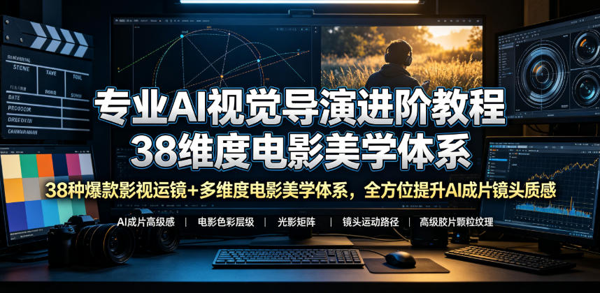 专业AI视觉导演进阶教程，38种爆款影视运镜+多维度电影美学体系，全方位提升AI成片高级感与镜头质感 - LanTi云网创-lanti云网创