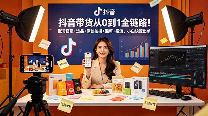 抖音带货从0到1全链路!账号搭建+选品+原创拍摄+混剪+投流,小白快速出单 3 9af2386011ae379b13b76efce56a02c7