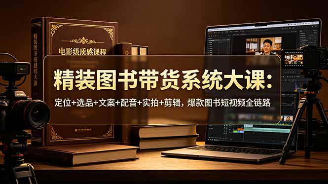 精装图书带货系统大课：定位+选品+文案+配音+实拍+剪辑，爆款图书短视频全链路-lanti云网创