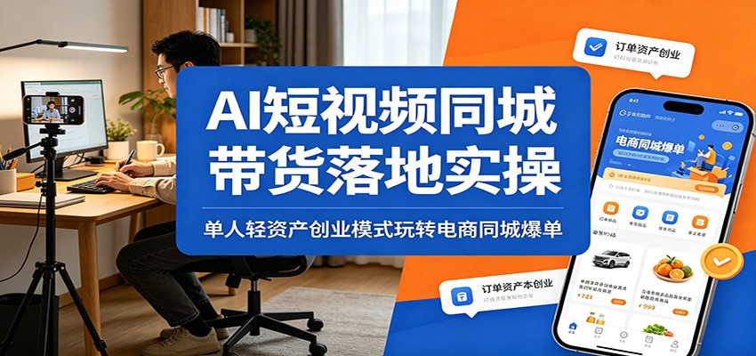 AI短视频同城带货落地实操：单人轻资产创业模式玩转电商同城爆单-lanti云网创