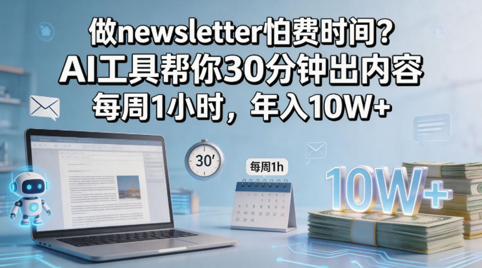 做newsletter怕费时间？AI工具帮你30分钟出内容，每周1小时，年入10W+！【原创双语字幕】-lanti云网创
