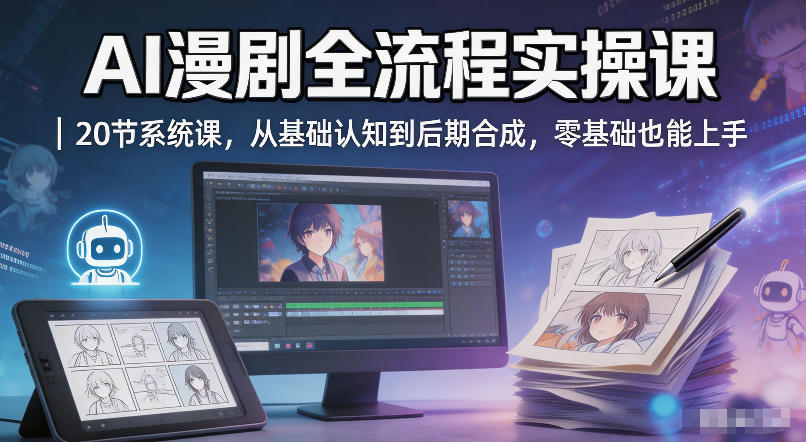 AI漫剧全流程实操课｜20节系统课，从基础认知到后期合成，零基础也能上手-lanti云网创