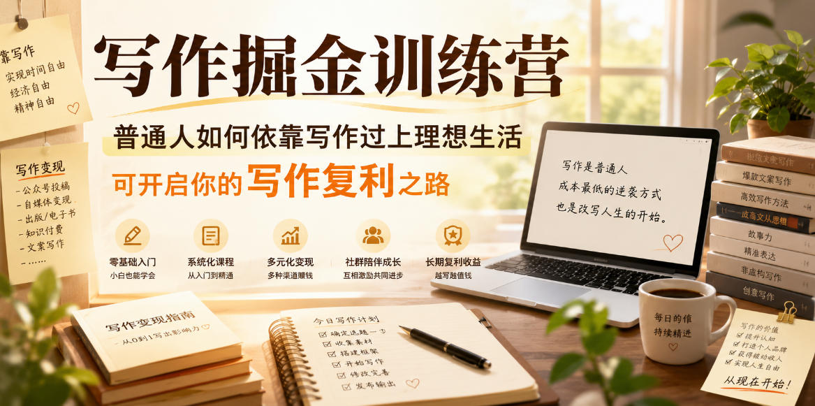 写作掘金训练营，普通人如何依靠写作过上理想生活，可开启你的写作复利之路(更新6月)-lanti云网创