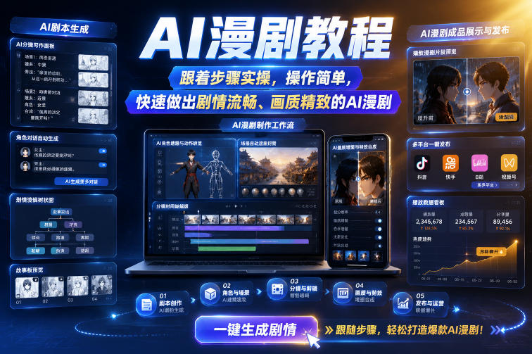 AI漫剧教程,跟着步骤实操,操作简单,快速做出剧情流畅、画质精致的AI漫剧 1 AI漫剧教程,跟着步骤实操,操作简单,快速做出剧情流畅、画质精致的AI漫剧