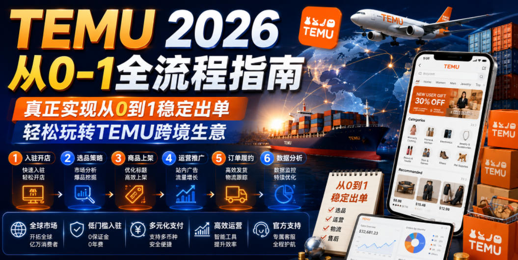 TEMU 2026从0-1全流程指南,真正实现从0到1稳定出单,轻松玩转TEMU跨境生意-lanti云网创