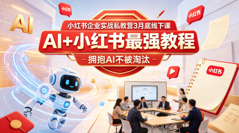 小红书企业实战私教营3月底线下课，AI+小红书最强教程，拥抱AI不被淘汰-lanti云网创