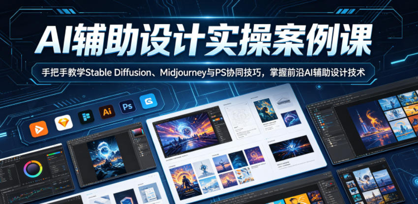 AI辅助设计实操案例课,手把手教学Stable Diffusion、Midjourney与PS协同技巧,掌握前沿AI辅助设计技术 1 AI辅助设计实操案例课,手把手教学Stable Diffusion、Midjourney与PS协同技巧,掌握前沿AI辅助设计技术