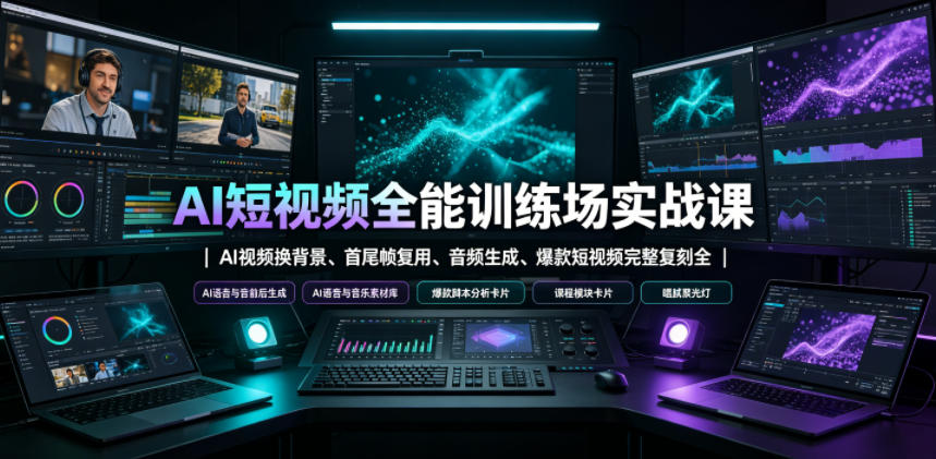AI短视频全能训练场实战课｜AI视频换背景、首尾帧复用、音频生成、爆款短视频完整复刻全套实操教学 - LanTi云网创-lanti云网创