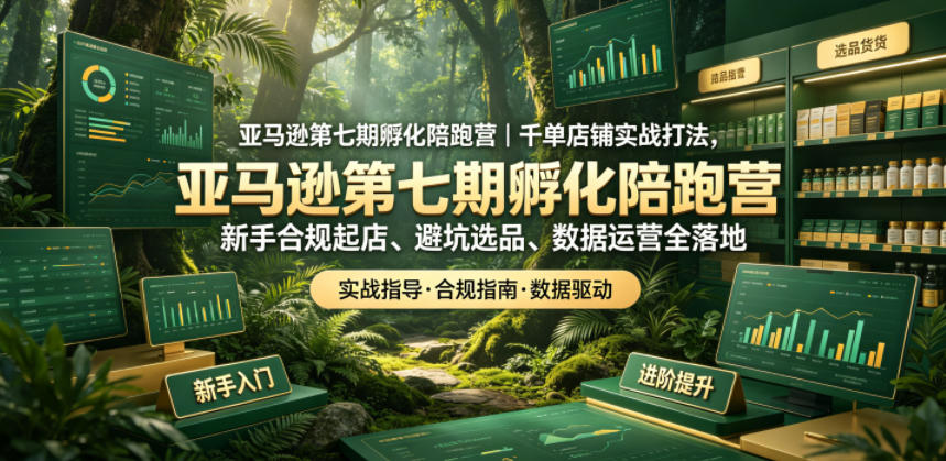 亚马逊第七期孵化陪跑营｜千单店铺实战打法，新手合规起店、避坑选品、数据运营全落地-lanti云网创