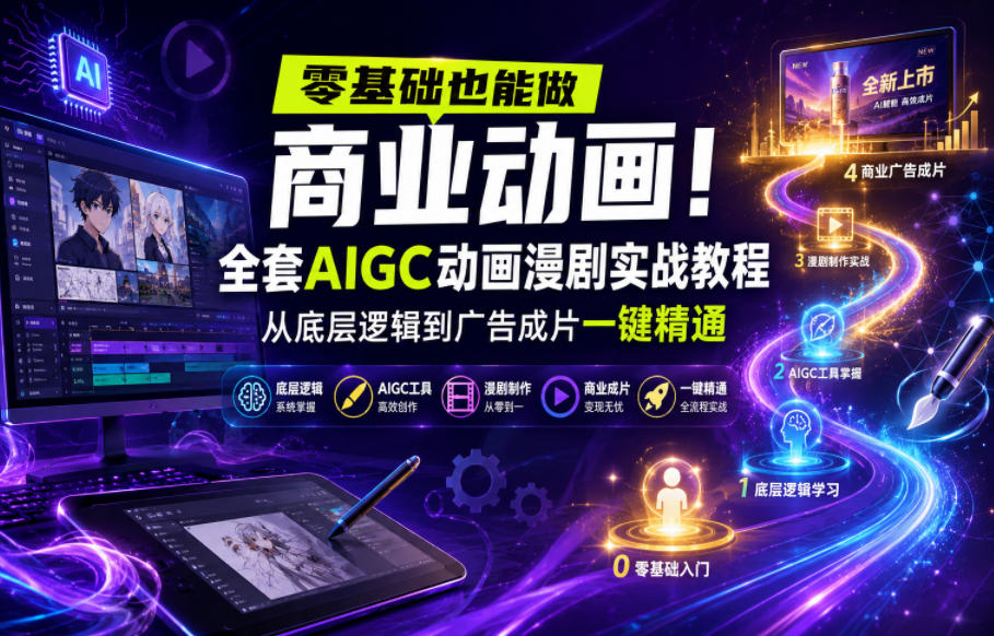 零基础也能做商业动画！全套AIGC动画漫剧实战教程，从底层逻辑到广告成片一键精通-lanti云网创