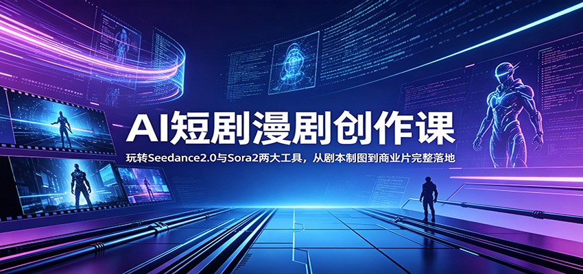 AI短剧漫剧创作课：玩转Seedance2.0与 Sora2两大工具，从剧本制图到商业片完整落地 - LanTi云网创-lanti云网创
