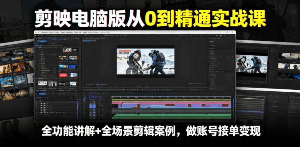 剪映电脑版从0到精通实战课,全功能讲解+全场景剪辑案例,做账号接单变现 1 剪映电脑版从0到精通实战课,全功能讲解+全场景剪辑案例,做账号接单变现