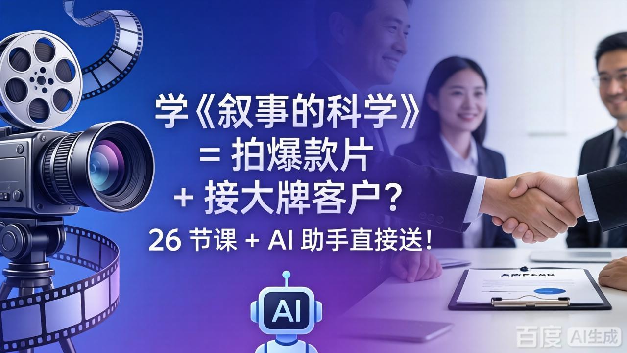 学《叙事的科学》= 拍爆款片 + 接大牌客户？26 节课 + AI 助手直接送！-lanti云网创