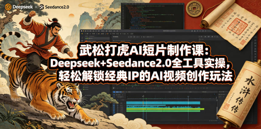 武松打虎AI短片制作课：Deepseek+Seedance2.0全工具实操，轻松解锁经典IP的AI视频创作玩法-lanti云网创