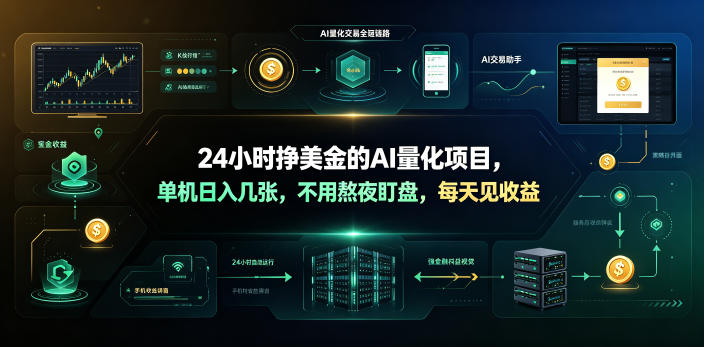 24小时挣美金的AI量化项目，单机日入几十美刀，不用熬夜盯盘，每天见收益【揭秘】-lanti云网创