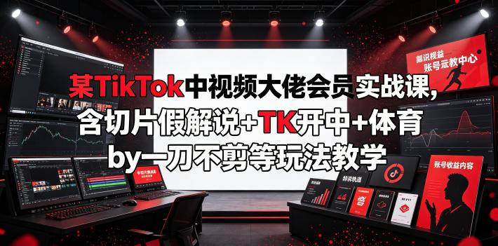 某TikTok中视频大佬会员实战课,含切片假解说+TK开中+体育by一刀不剪等玩法教学 1 某TikTok中视频大佬会员实战课,含切片假解说+TK开中+体育by一刀不剪等玩法教学