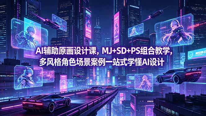 AI辅助原画设计课，MJ+SD+PS组合教学，多风格角色场景案例一站式学懂AI设计-lanti云网创