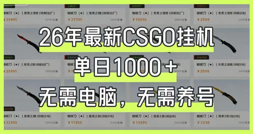 26年最新CSGO挂G系统,单日1000+,无需电脑,无需养号,0基础可上手【揭秘】 1 26年最新CSGO挂G系统,单日1000+,无需电脑,无需养号,0基础可上手【揭秘】