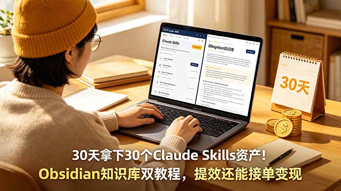 30天拿下30个Claude Skills资产!Obsidian知识库双教程,提效还能接单变现-lanti云网创