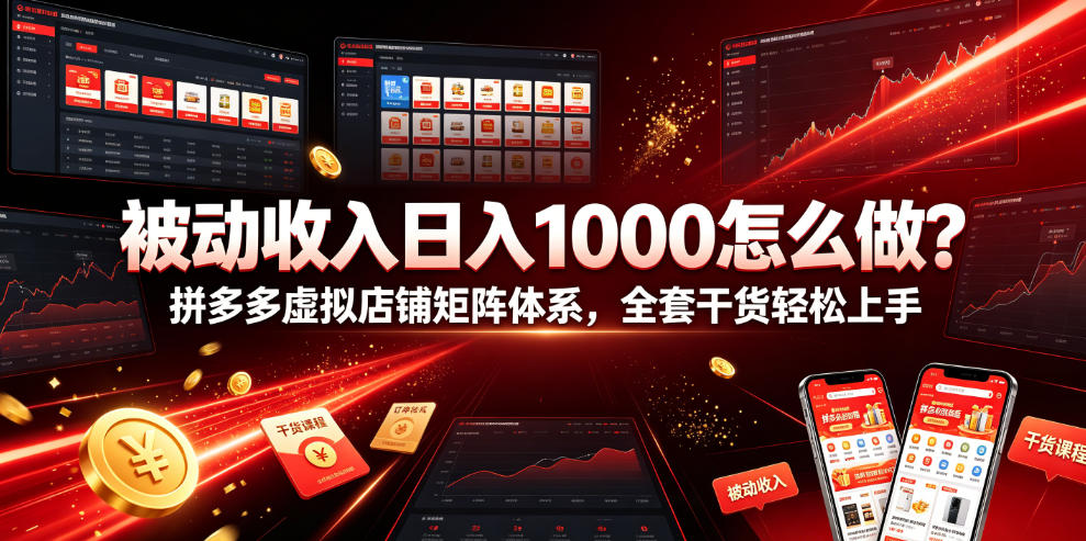 被动收入日入1000怎么做?拼多多虚拟店铺矩阵体系,全套干货轻松上手【揭秘】 1 被动收入日入1000怎么做?拼多多虚拟店铺矩阵体系,全套干货轻松上手【揭秘】